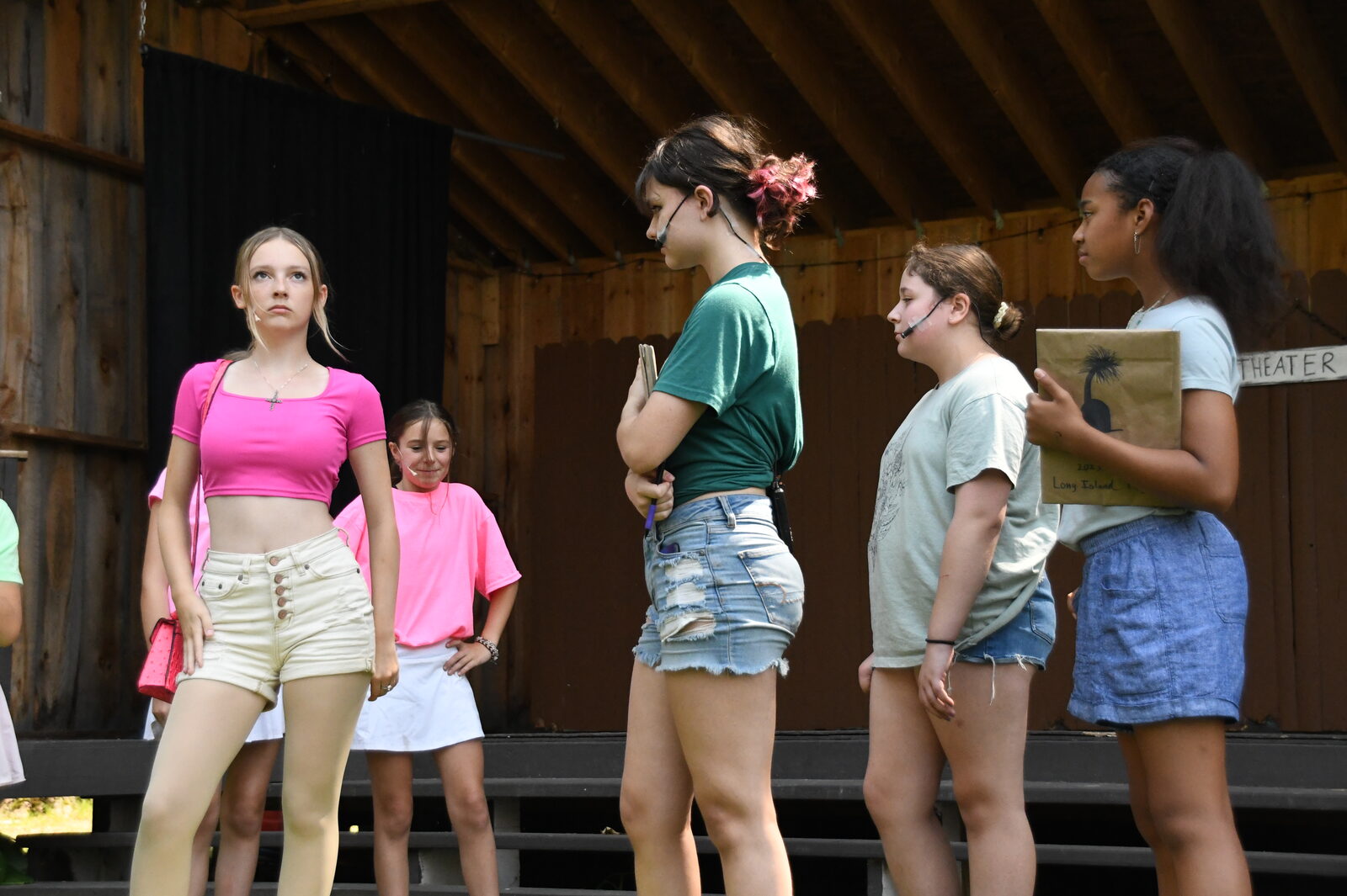 Theatre students rehearsing outdoor scene